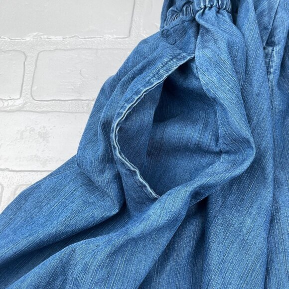 Lane Bryant Dress Women‎ 18/20 Blue Chambray 4Way Neck Ruffle Midi Logenlook NWT - Picture 15 of 16